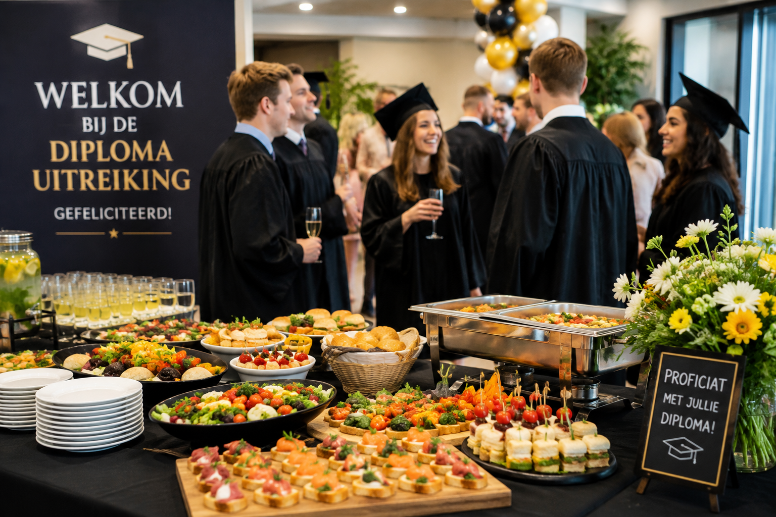 Catering voor diploma uitreiking